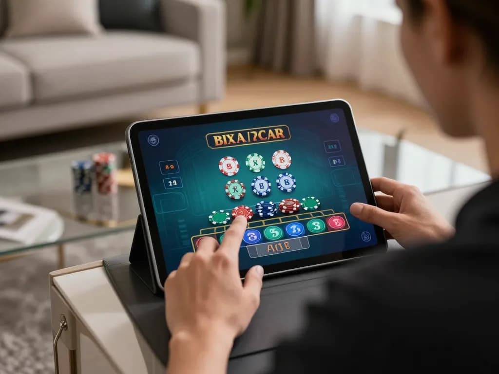 Engaging in live dealer baccarat on a tablet showcasing action and strategy at alo8's online casino.