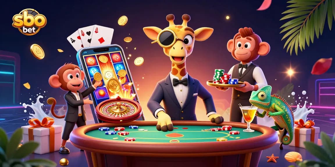 Experience thrilling sbo bet action with high-roller characters and vibrant casino elements.