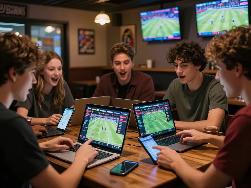 xx88 players placing strategic bets while enjoying live sports games at a bar.
