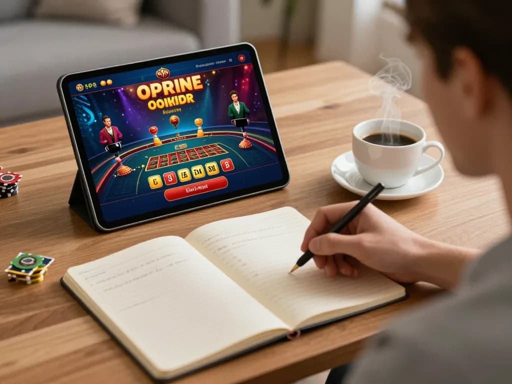 N88 player enjoying an engaging online casino game on tablet with cozy ambiance.