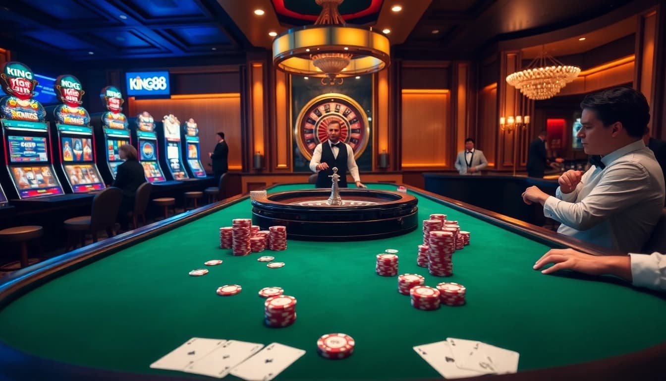Experience high-stakes play at king 88's luxurious casino table.
