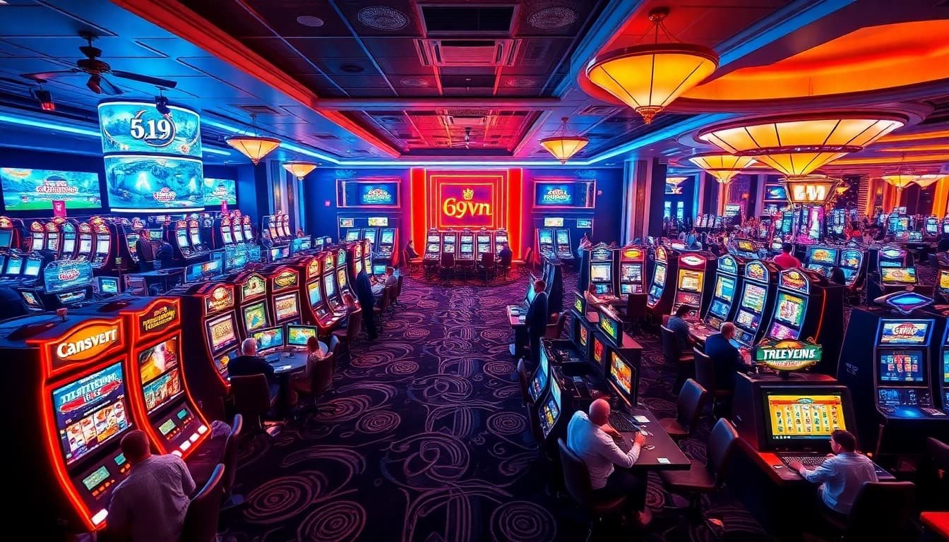 69VN Casino features a vibrant gaming floor filled with diverse players and modern slots.
