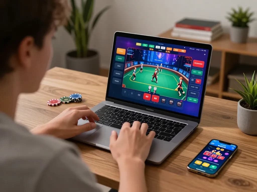 Engaging in a poker game on 13winco's mobile app in a cozy home setting.