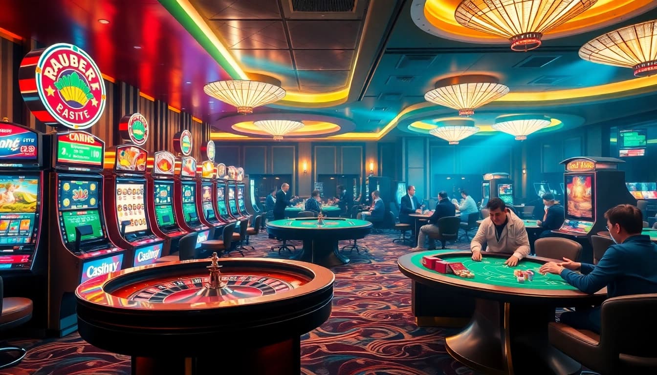 Enjoying a thrilling casino experience at https://8kbet.insure/ with vibrant slot machines and live poker action.