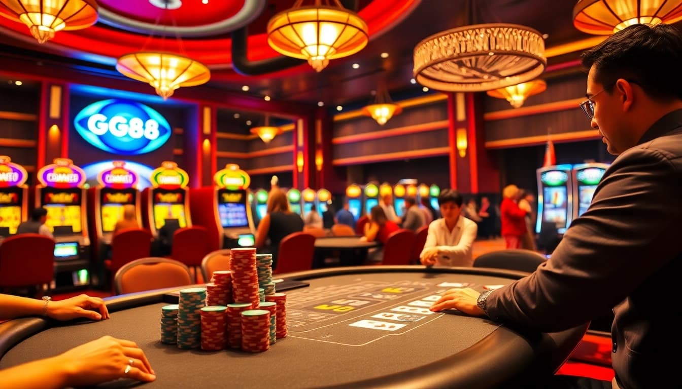 Experience thrilling gambling action at https://gg88.biz/ with vibrant poker tables and exciting slot machines.