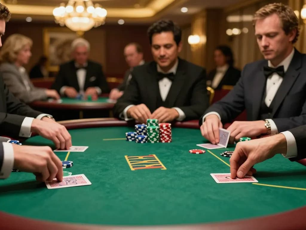 Players are strategizing during a thrilling poker game at 577F, showcasing engagement and excitement.