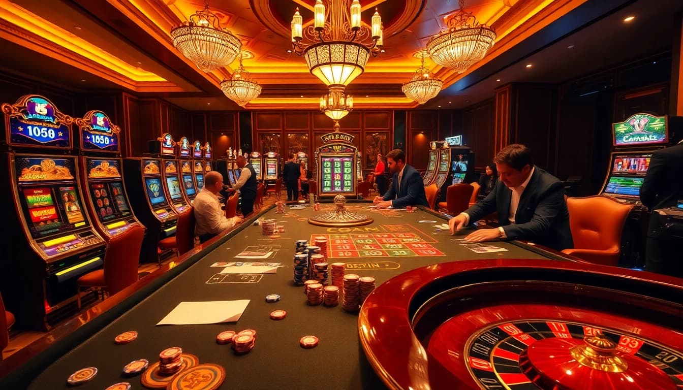 Experience high-stakes excitement at TG88 with a vibrant casino scene showcasing thrilling games.