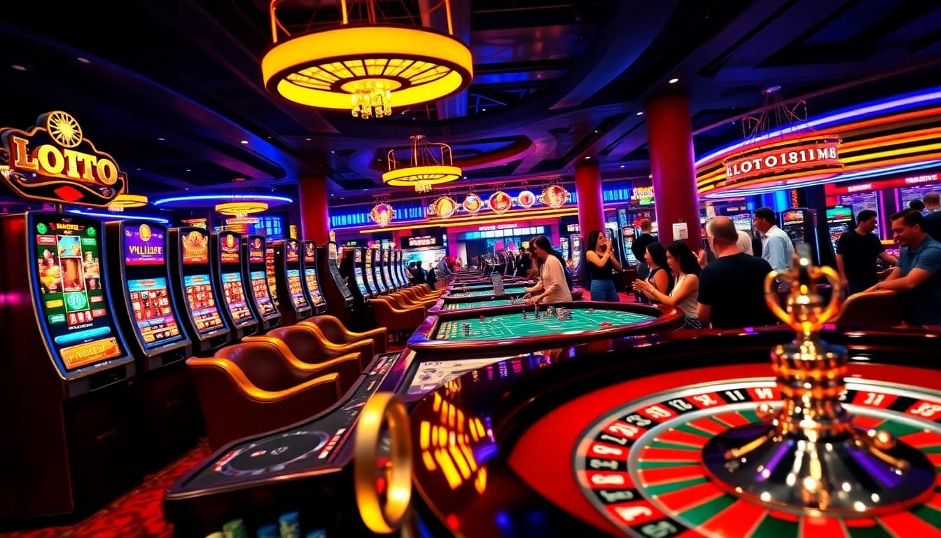Loto188 players engaging in thrilling online games at a vibrant casino interface.