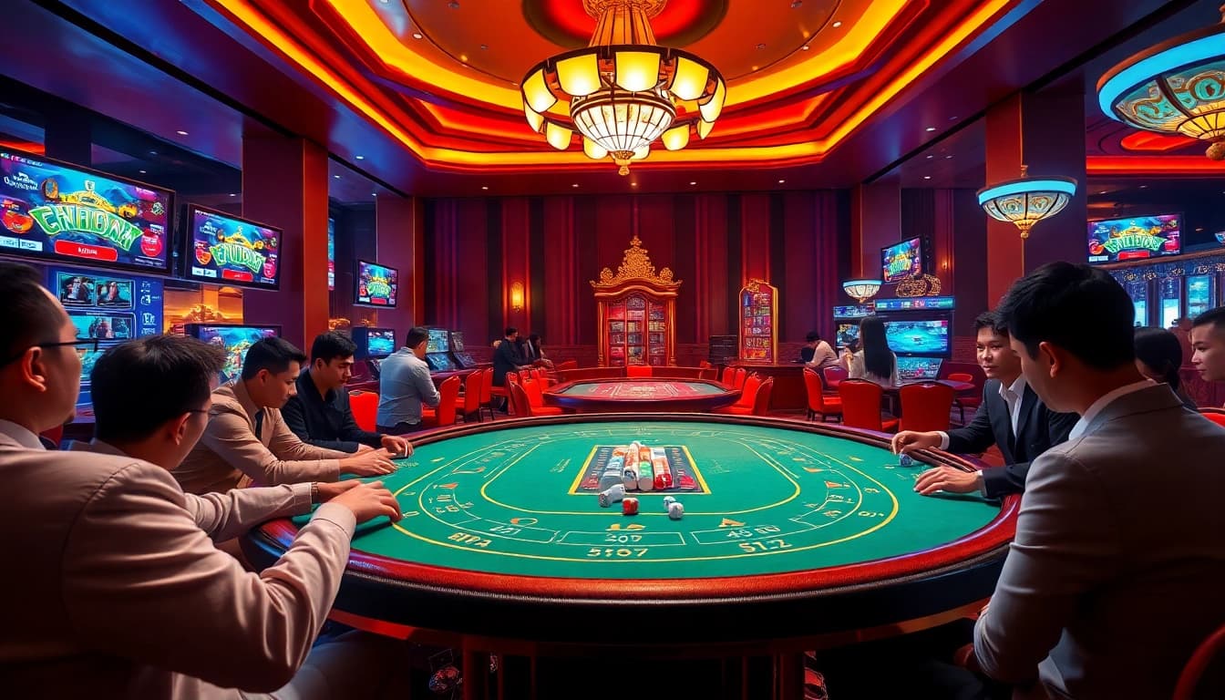 Engage in thrilling Game Xóc Đĩa Trả Thưởng Nhanh at a vibrant online casino, showcasing dynamic betting action.
