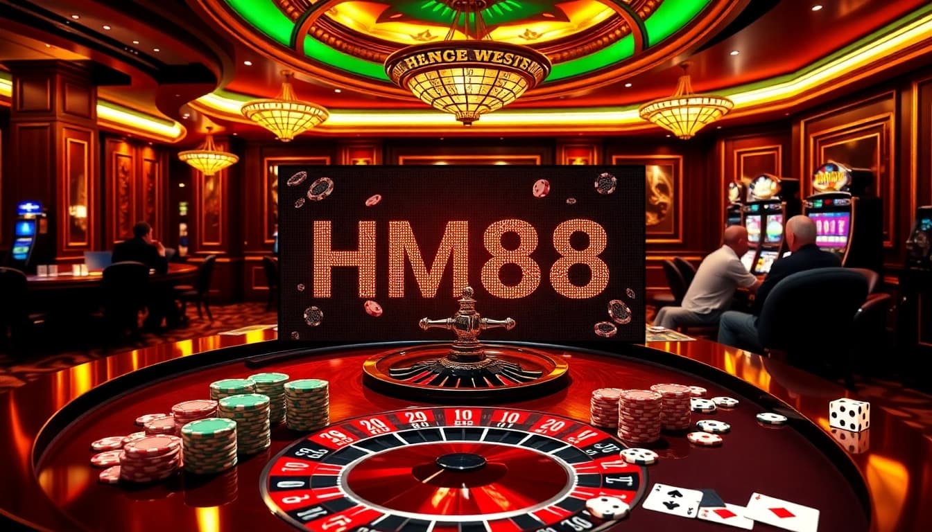 Engaging gamblers with vibrant roulette and chips at HM88 casino.