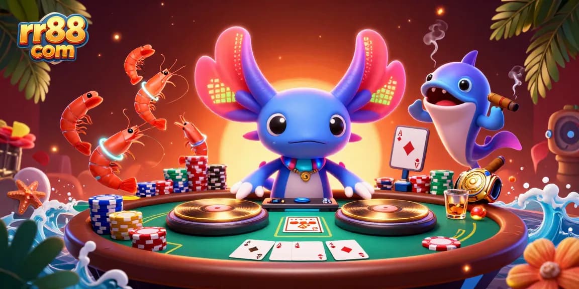 Spin to win on rr88 com with vibrant cartoon creatures dancing in a rich casino scene.