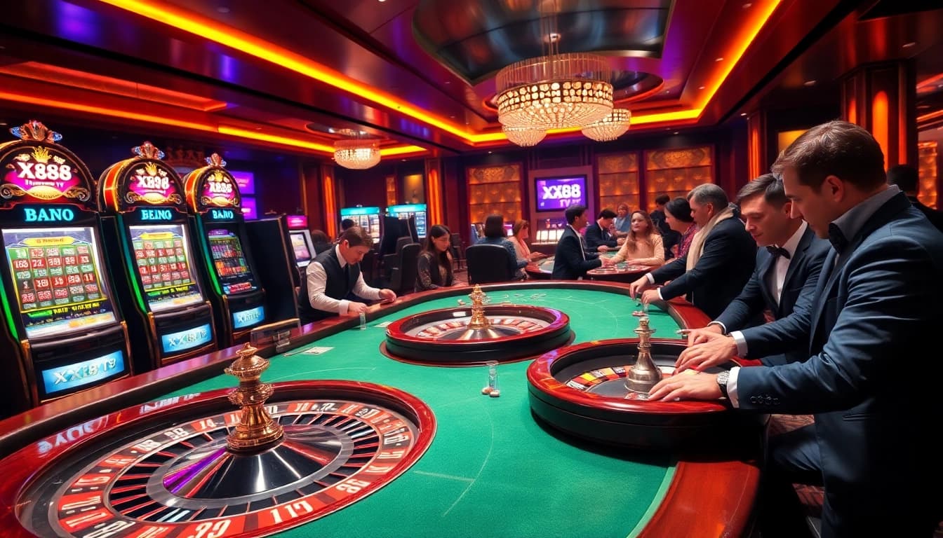 Experience the excitement of XX88 TV in a vibrant online casino with dynamic gaming tables and immersive atmosphere.