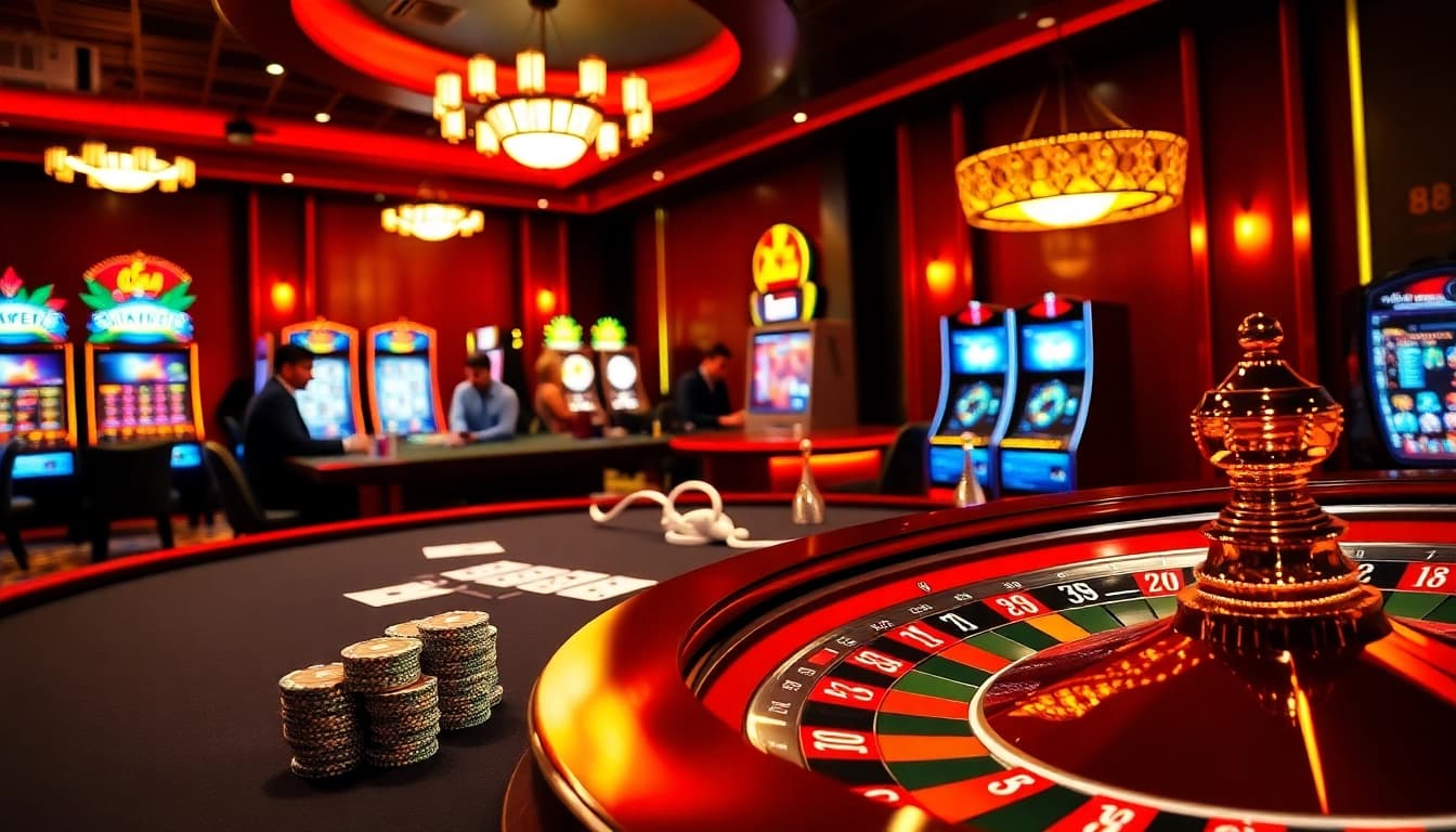 Experience the thrill of winning at the luxurious casino 888b with vibrant gaming tables and exciting gameplay.