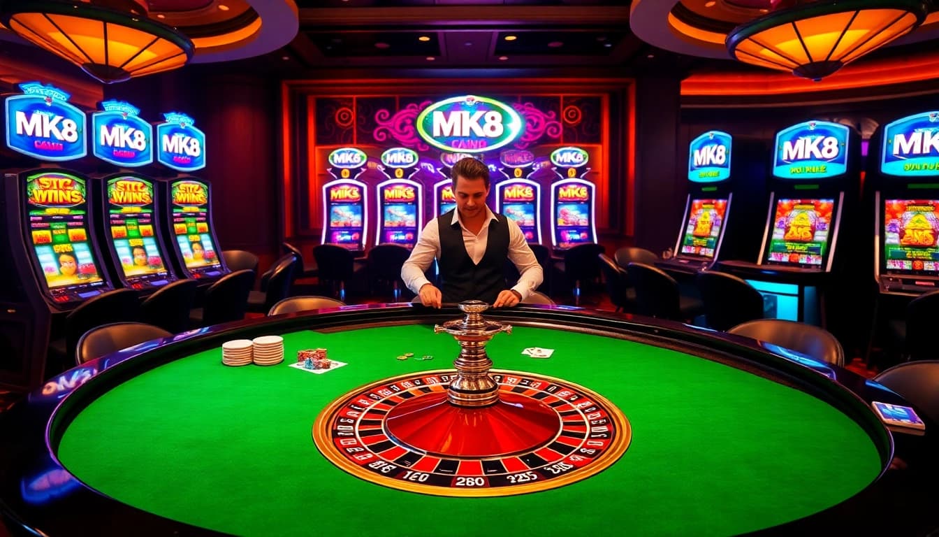 Experience thrilling MK8 casino action with exciting roulette tables and vibrant slot machines.