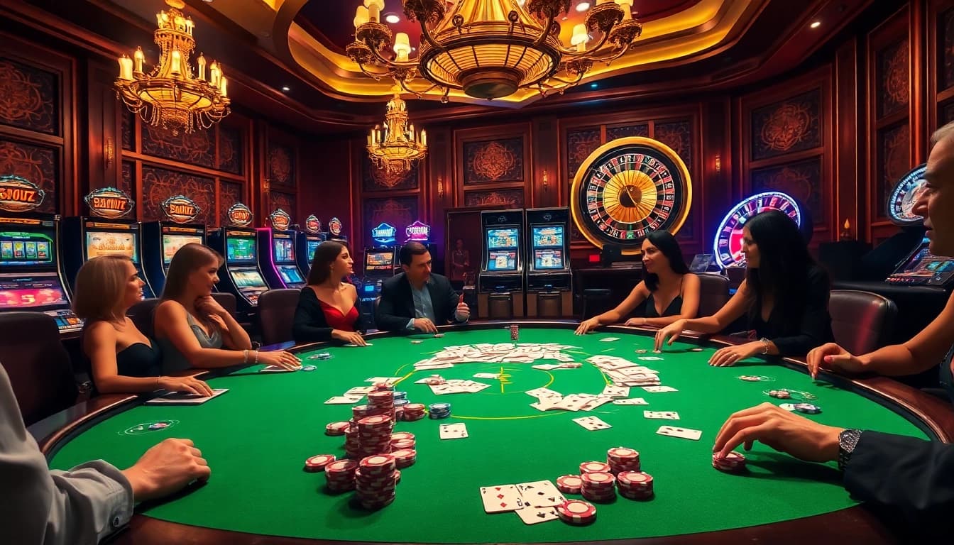 Experience the thrill of 'hay win' at a high-stakes casino poker table, showcasing vibrant chips and cards.