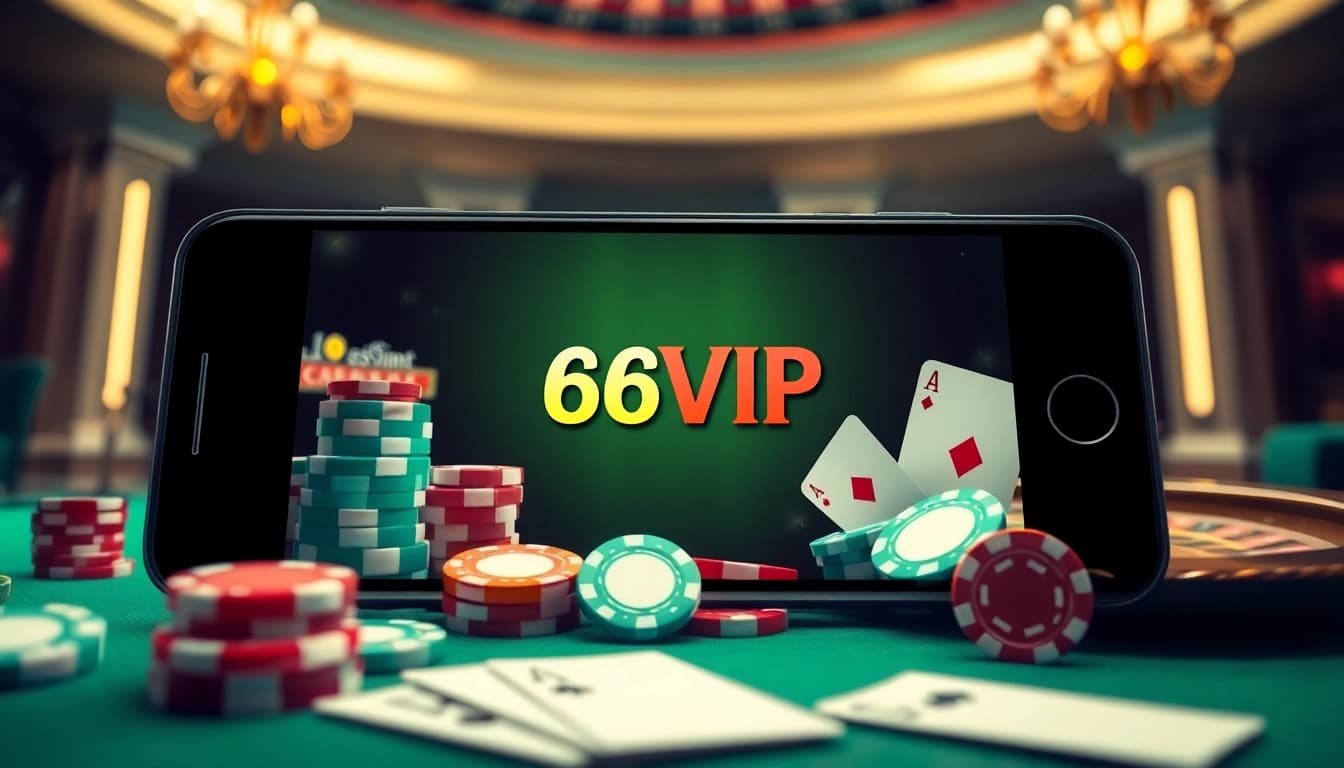 Engaging scene for Tải App Nhà Cái 68VIP showcasing casino elements and mobile betting.