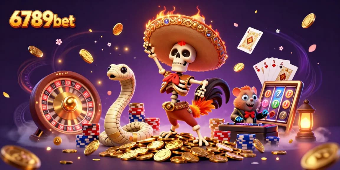 Experience the thrill of gaming at 6789bet, featuring a lively 3D casino scene with vibrant characters and exciting elements.
