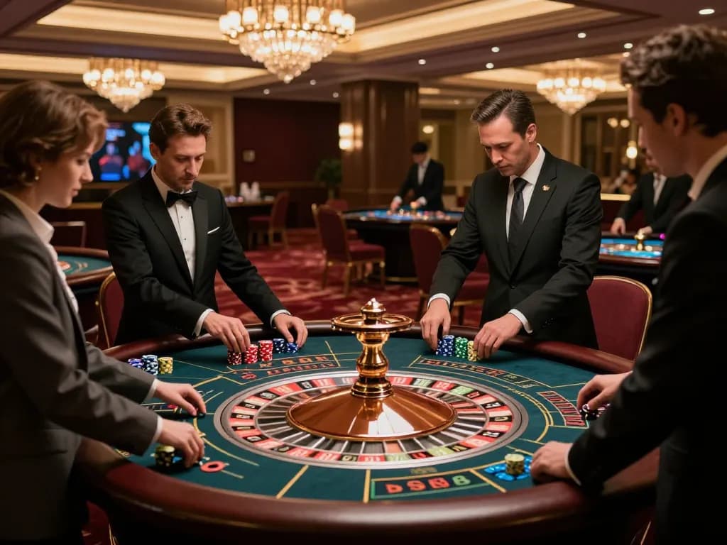 Engaged players at a roulette table, capturing the excitement of betting at ONE88.COM