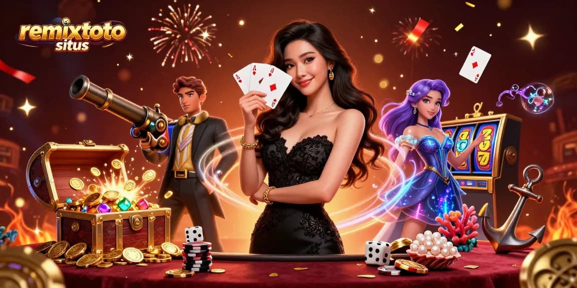 Experience winning at remixtoto situs with a glamorous casino scene showcasing luck and excitement.
