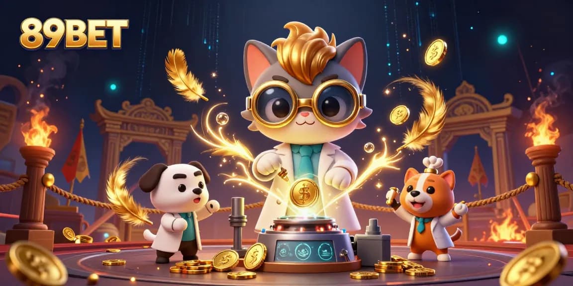 Experience thrilling actions with 89BET in this vibrant and dynamic casino adventure illustration.