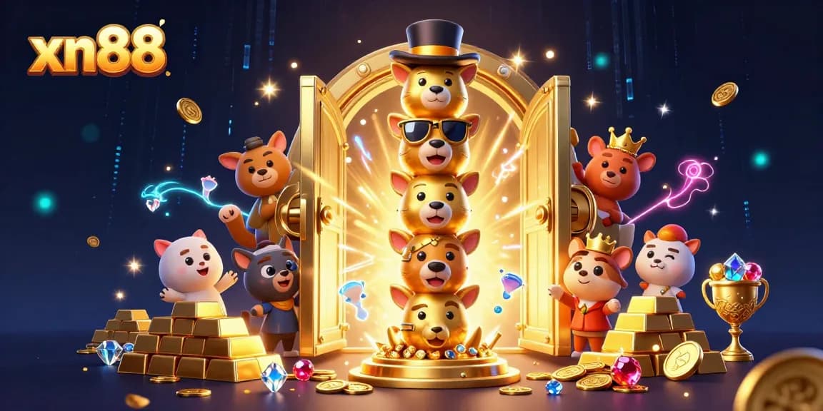 Xn88 offers thrilling casino gaming with golden treasures and dynamic 3D animated elements.