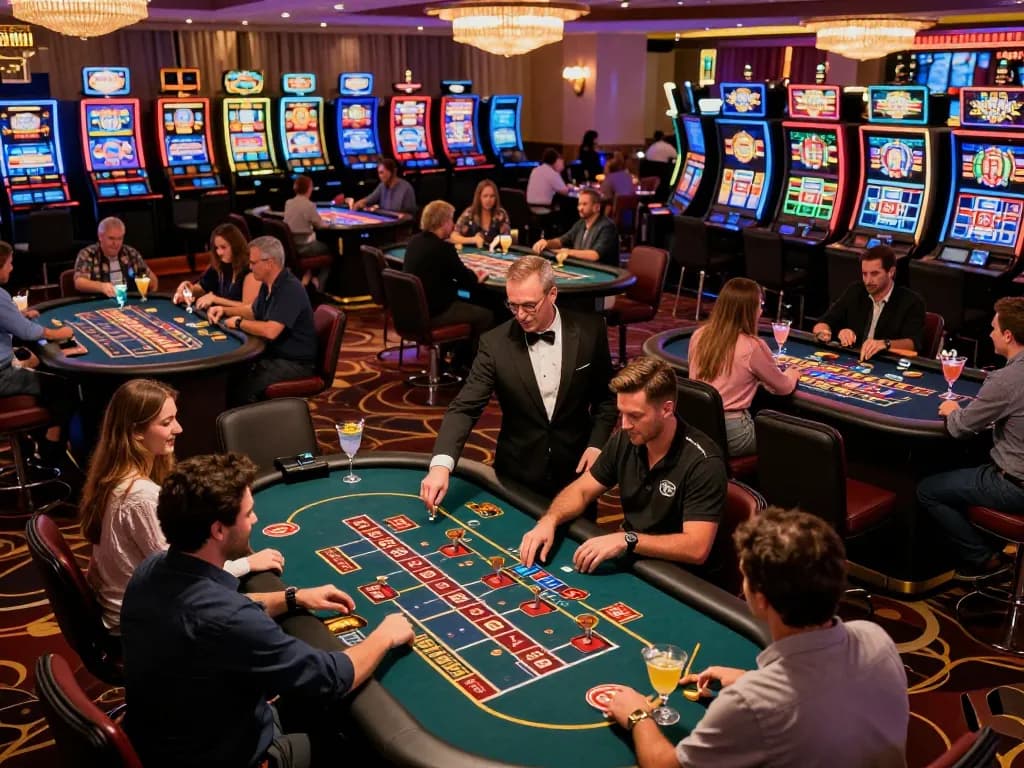Players enjoying a thrilling moment at river4 casino with vibrant tables and engaging atmosphere