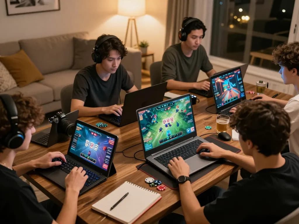 Engaged players on Trang chủ Rik88 participating in an exciting online gaming tournament from home.