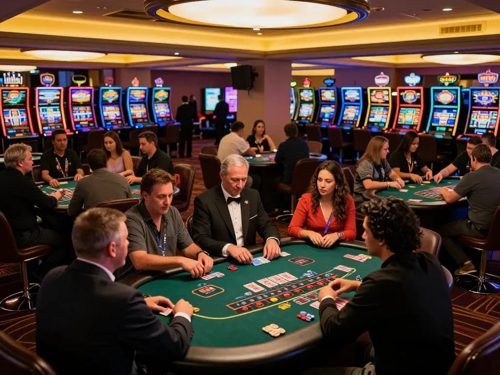 Players enjoying intense blackjack games at HI88 casino with chips and cards in action