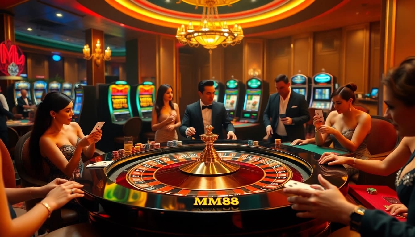 Experience the thrill of winning at https://mm88.agency/ with an exciting casino atmosphere featuring roulette and gambling elements.