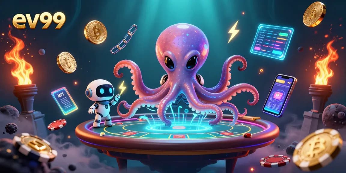 Engage in thrilling gameplay with ev99 while navigating an exciting holographic poker scene.