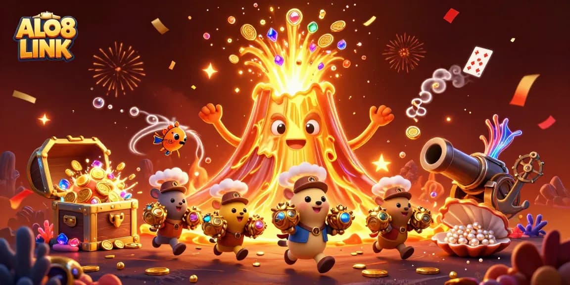Engage with ALO8 LINK showcasing vibrant casino excitement and treasure-filled adventure.