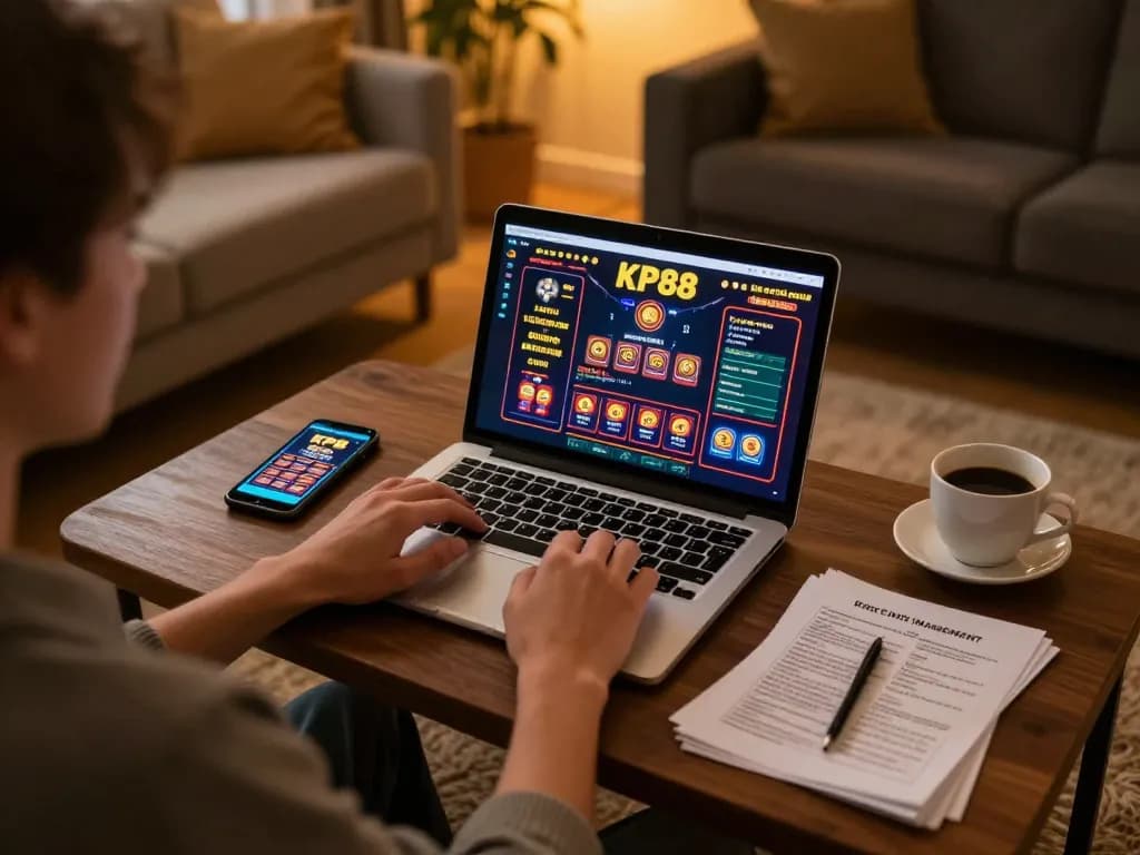 Engaging gameplay on KP88 with a player managing bankroll in a cozy home setup.