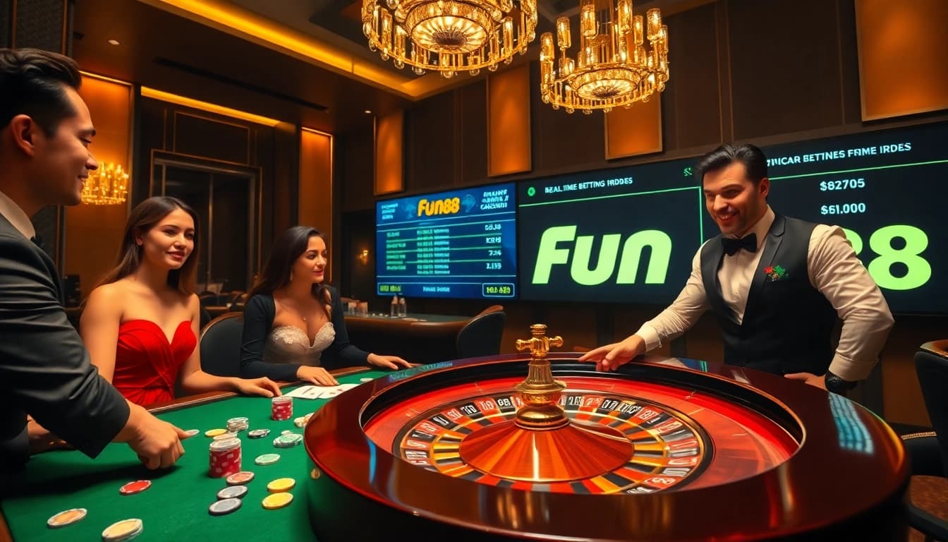 Experience the excitement of Fun88 gaming with luxurious casino and betting tables.