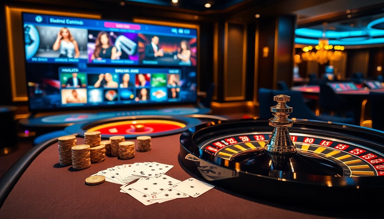 Experiência de jogo empolgante no cassino BL555 com fichas de pôquer e cartas sobre uma mesa elegante