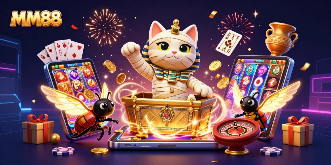 Play thrilling games at MM88 with vibrant casino elements and lively 3D characters.