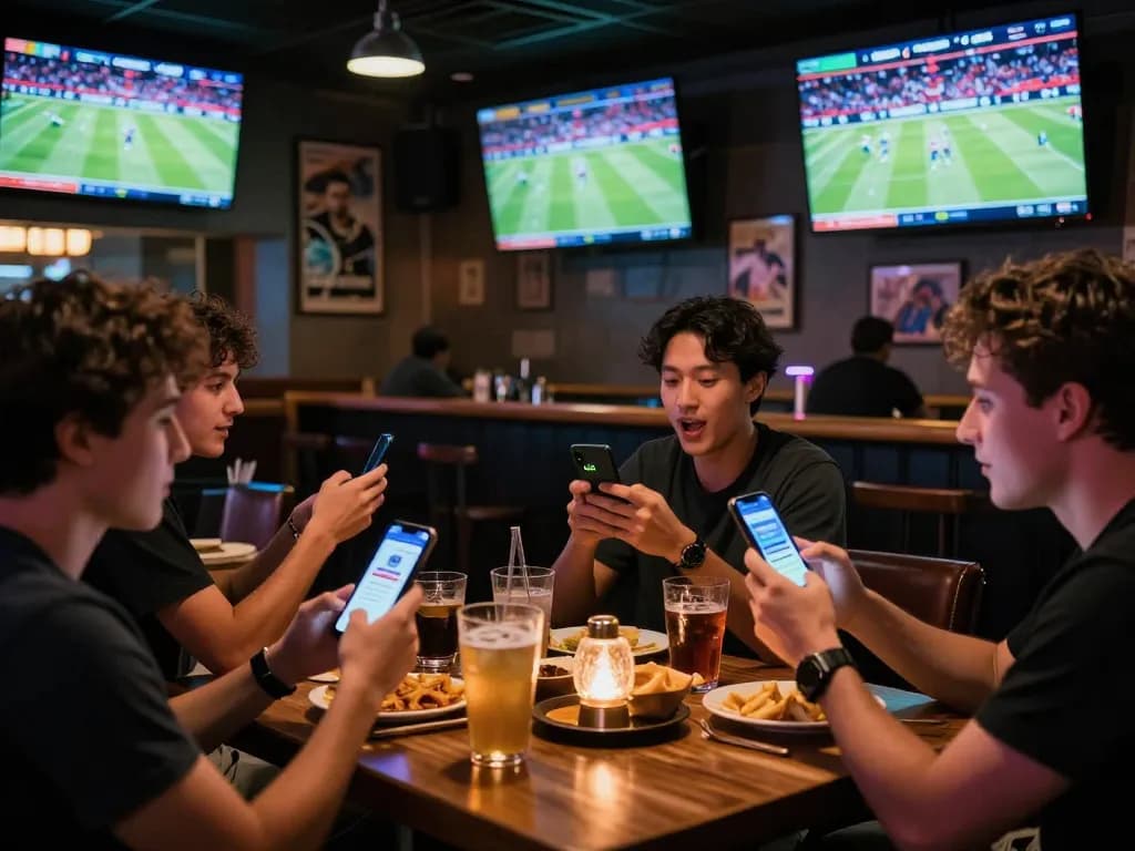 Fans enthusiastically placing bets using the LV88 app during live sports events, capturing the excitement of sports betting.