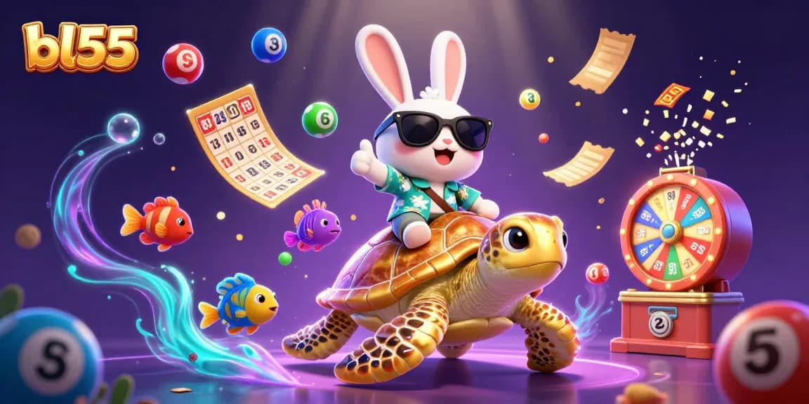 Engage in exciting gameplay with bl55's colorful 3D illustration of lucky characters and vibrant casino elements.
