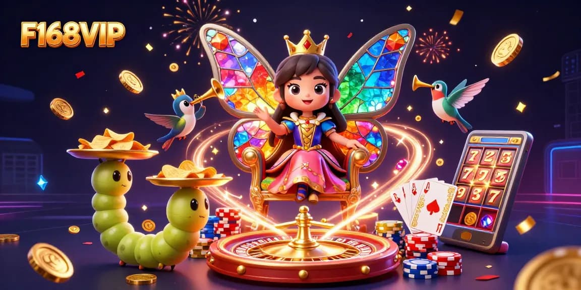 Experience winning gameplay with F168VIP's animated casino scene filled with vibrant characters and dynamic elements.