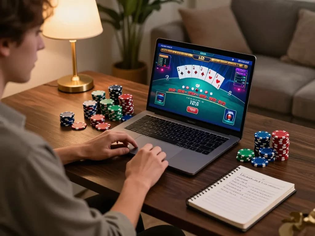 Player strategy session with MM88 blackjack game on screen, showcasing live betting excitement.