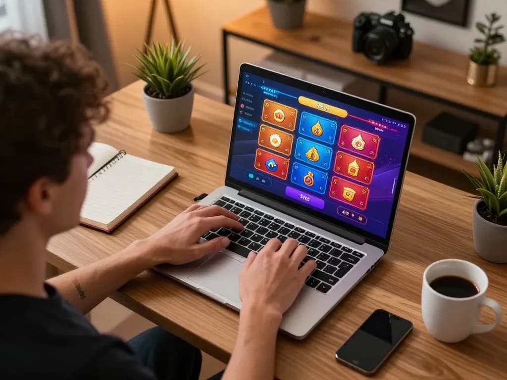 Engaging in online betting on 888top with immersive gaming setup and strategic preparation.