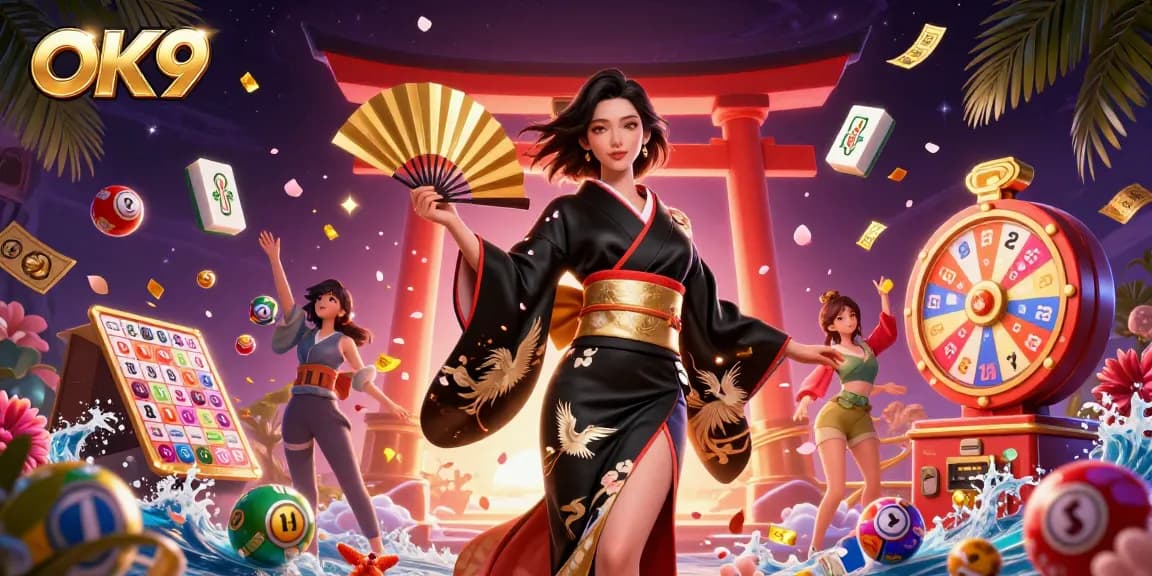 Engaging players at OK9 with exciting lottery elements and vibrant casino graphics.