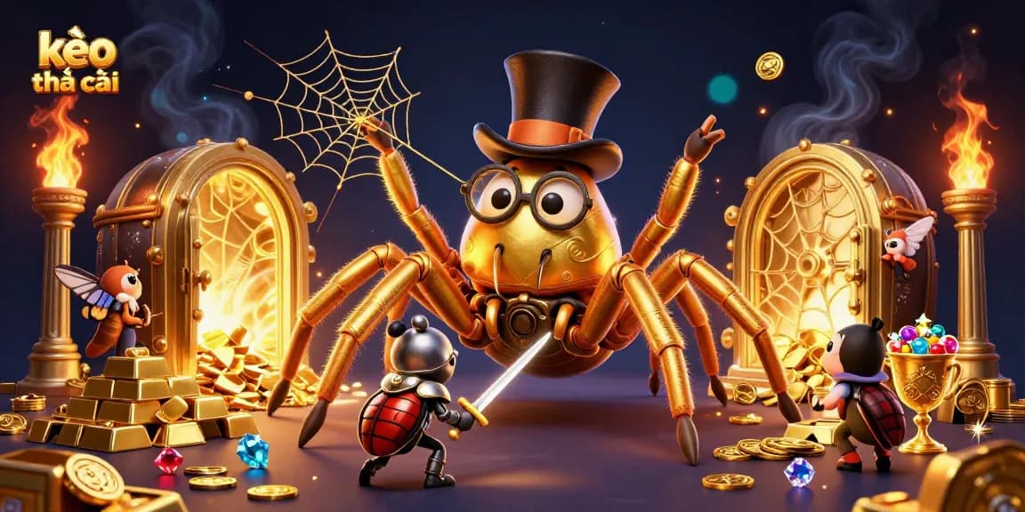 Experience thrills with kèo nhà cái's golden spider weaving casino fortune.