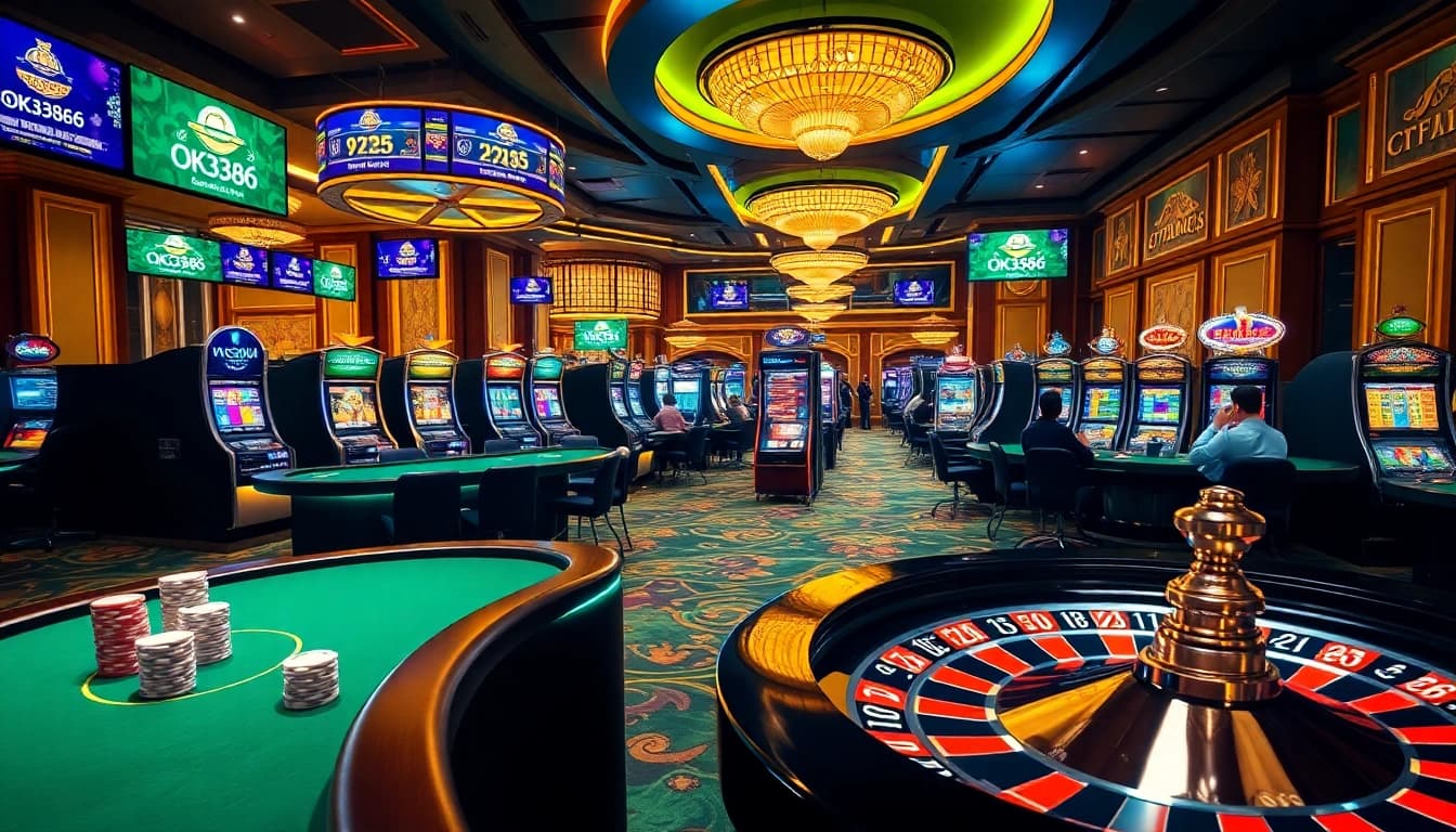 Experience the thrill of betting with OK8386 at a luxurious casino scene.