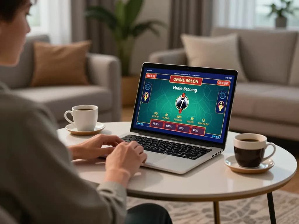 good88 player engaging in online casino gaming at home with a live dealer game displayed on laptop