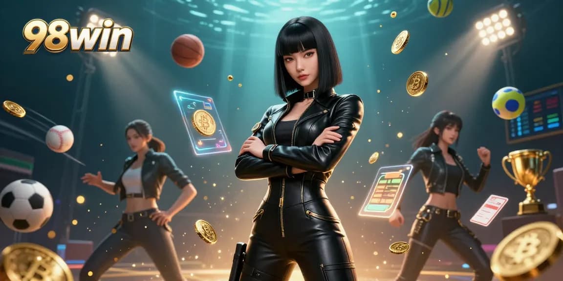 Experience the thrill of gaming with 98win's vibrant casino digital art showcasing powerful sports elements.