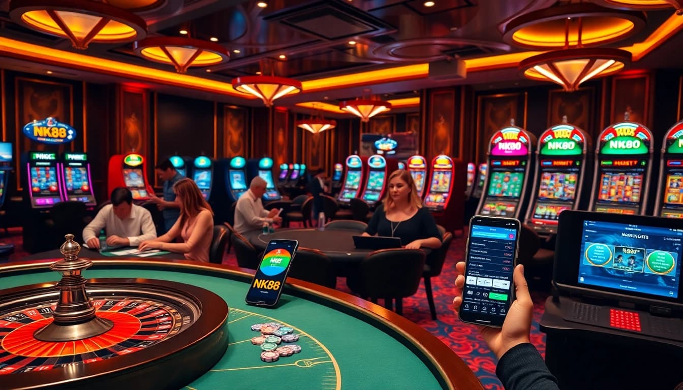 Experience the excitement at NK88 with vibrant casino activities and betting action.