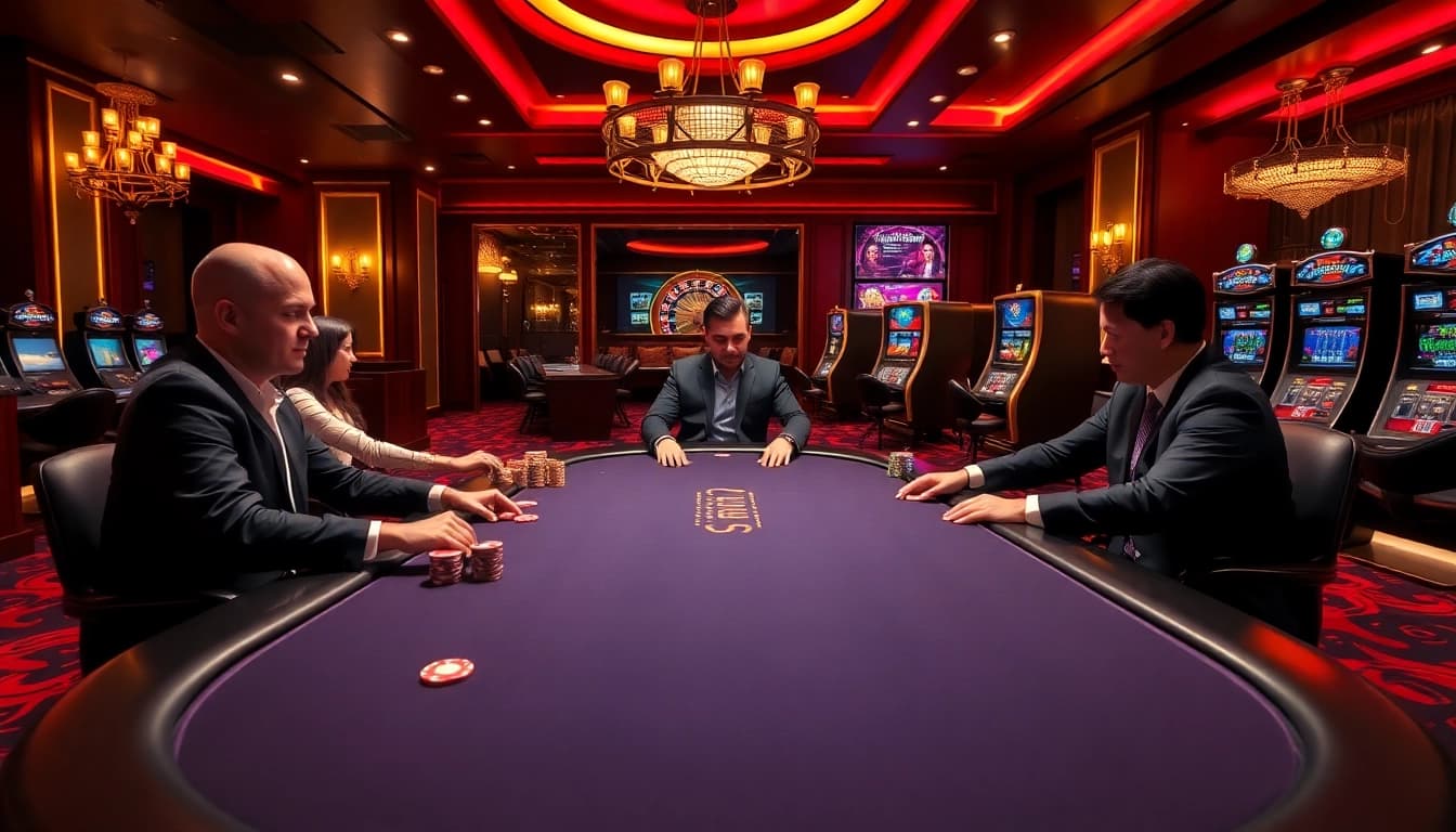 Experience the excitement of gambling at https://f8beta2.support/ with professionals playing poker at a luxury casino table.