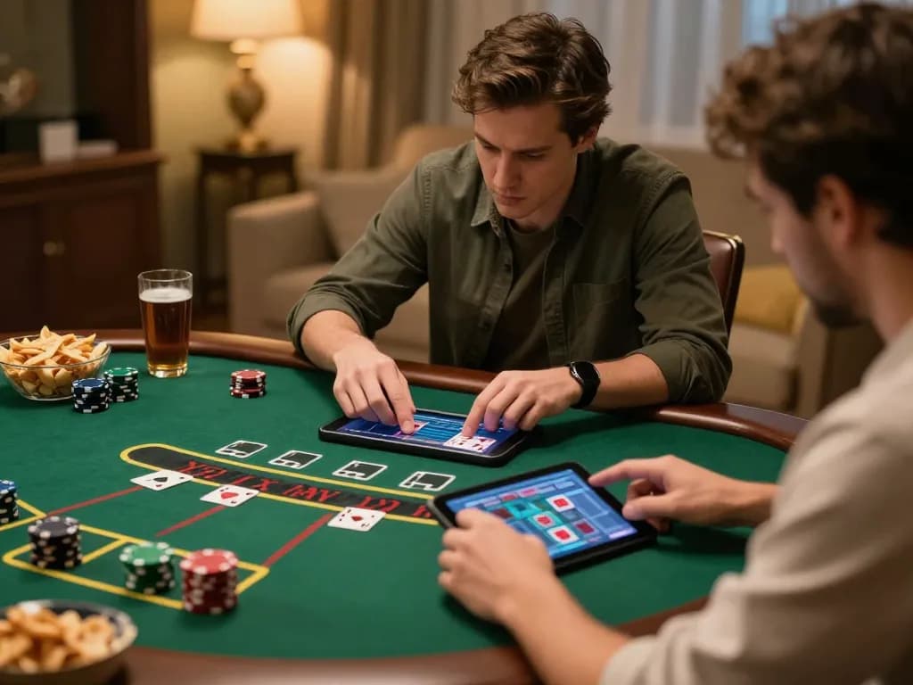 Player enjoying live dealer blackjack on tablet, showcasing lv88 gaming experience at home