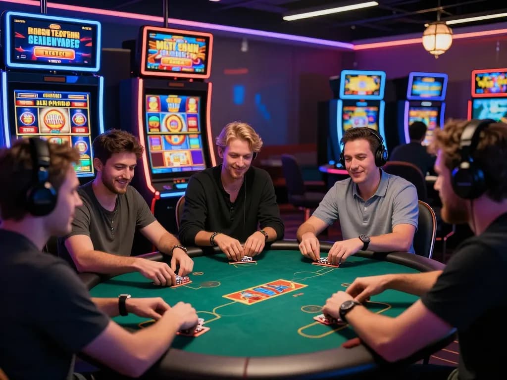 Engaged players enjoying casino games at 23win's dynamic online gaming platform.