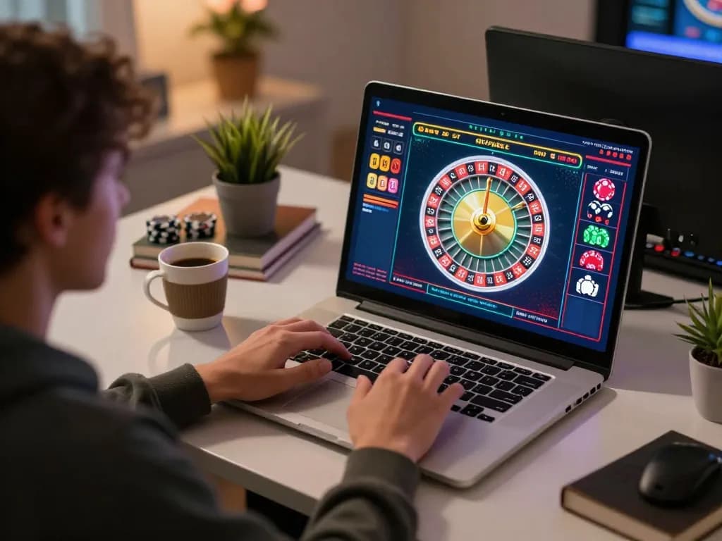 Person enjoying online gaming with 88aa on laptop in cozy home setup